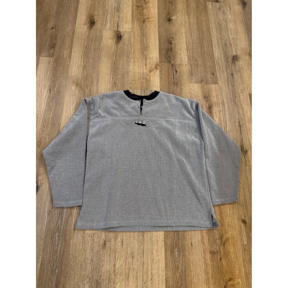 Vintage Anywear Calgary Canada Mountain Henley Pullover Grey Mens‎ XL 90s Knit